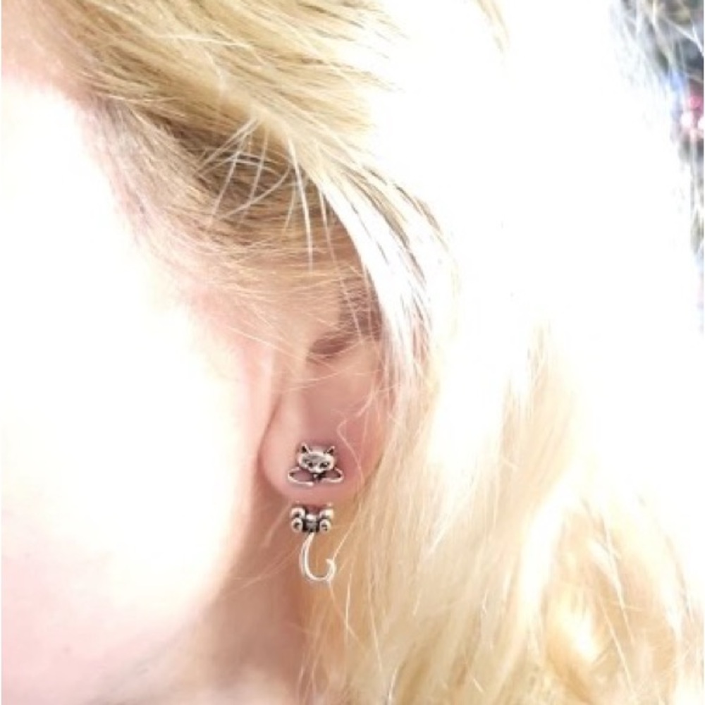 Silver Cat Earrings